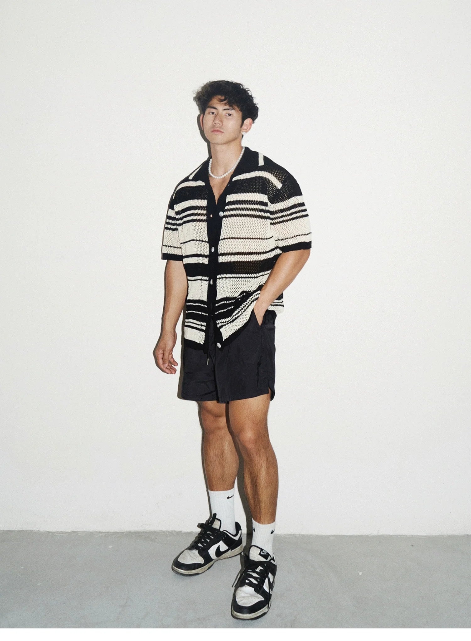 Hollow Out Niche Striped Shirt