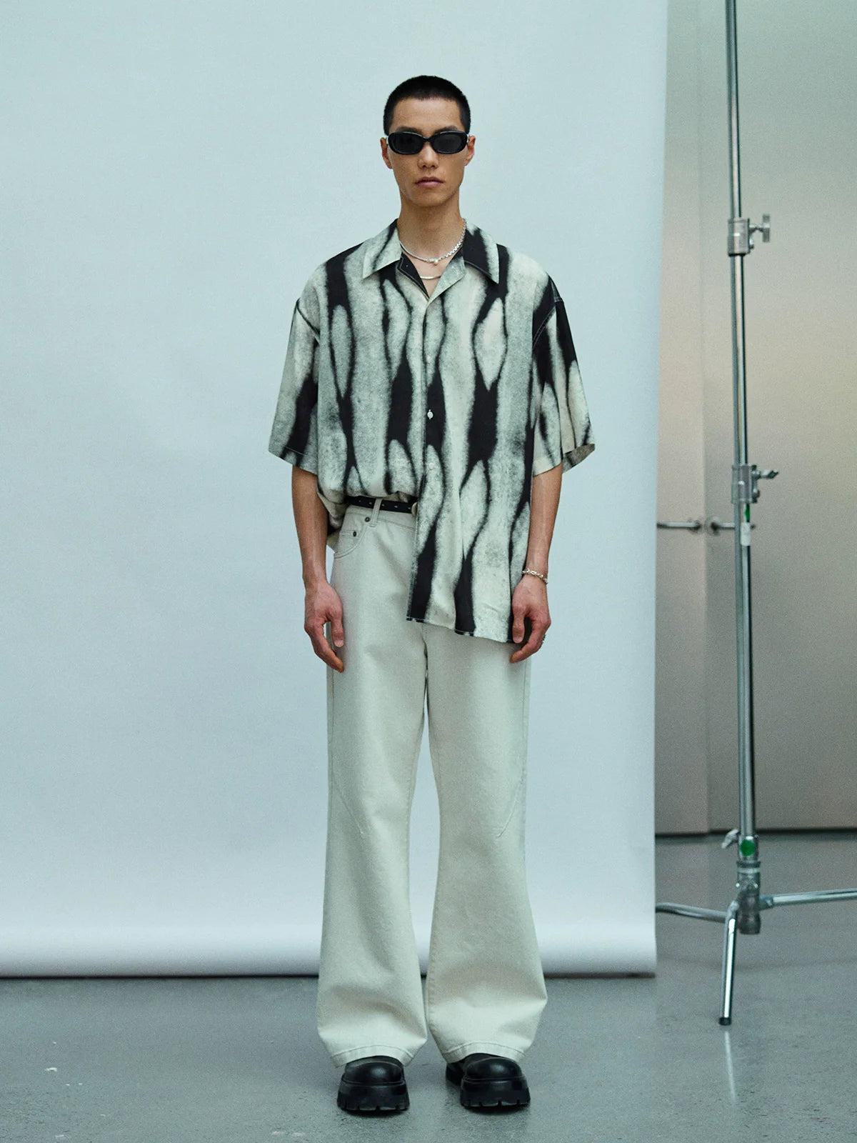Tie-Dye Color Block Resort Style Short Sleeve Shirt