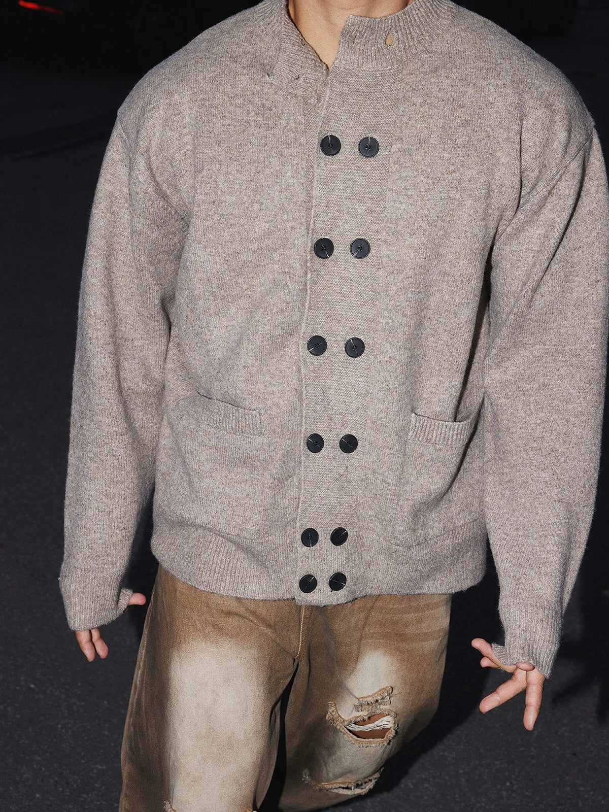 Cinderline Double-Breasted Knit Cardigan