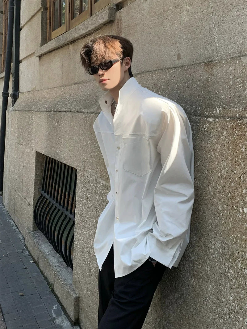 오버사이즈 스탠드 칼라 셔츠