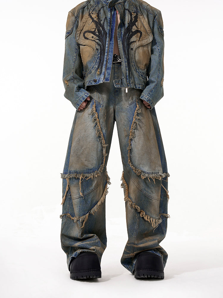 Distressed Tribal Denim Jacket and Jeans Setup