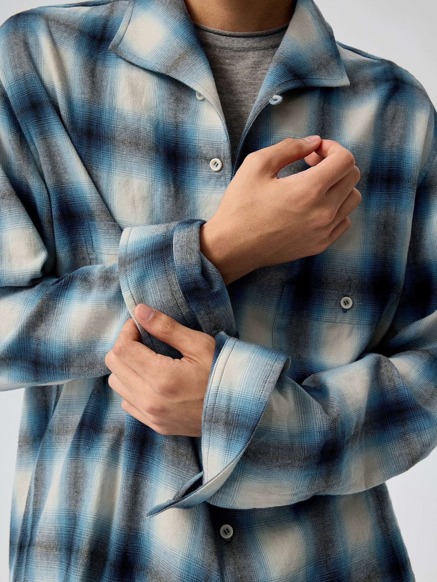 Frosted Sky Gradient Plaid Shirt