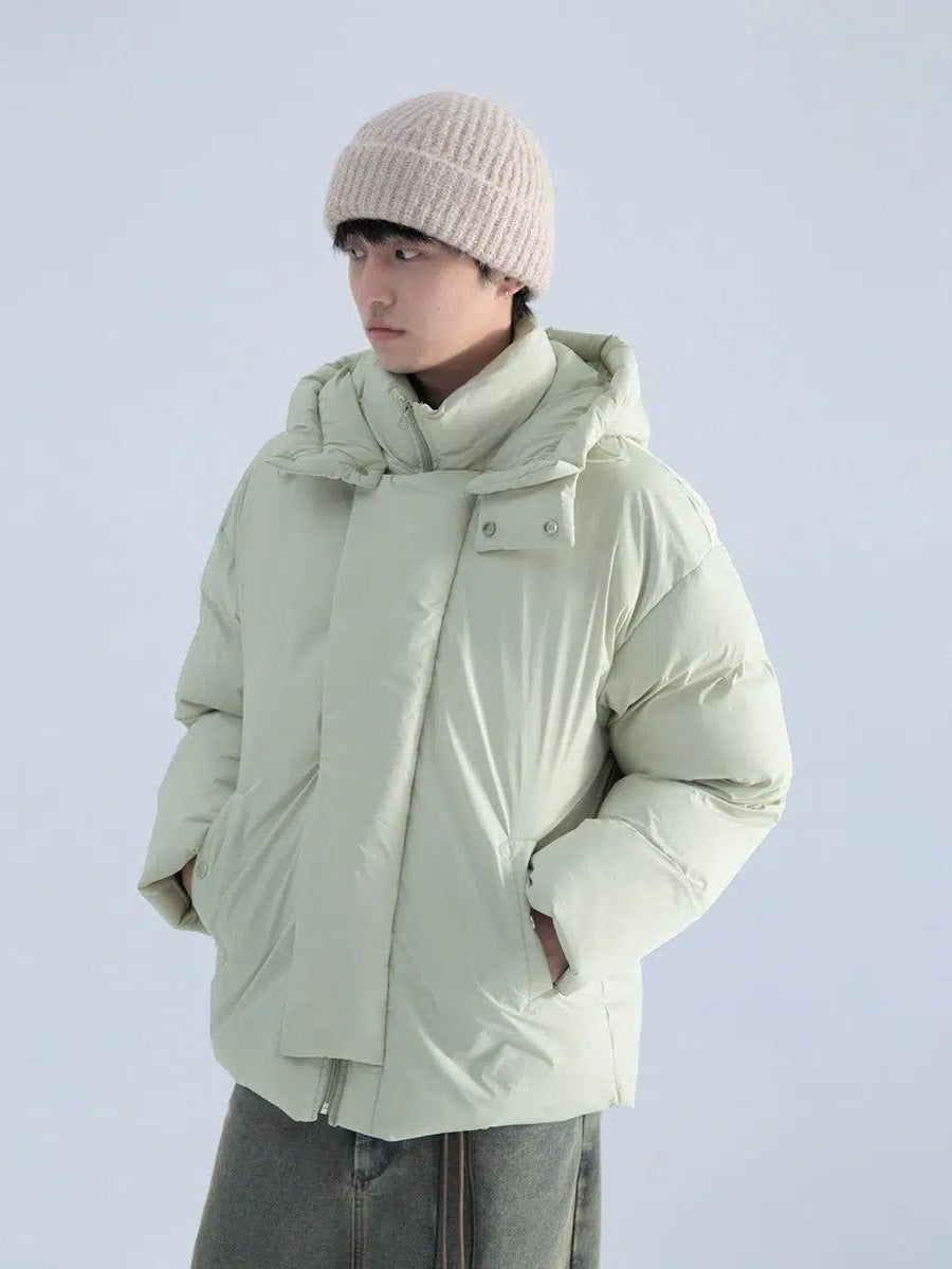 Thick Puffer Jacket in Solid Color - chiclara