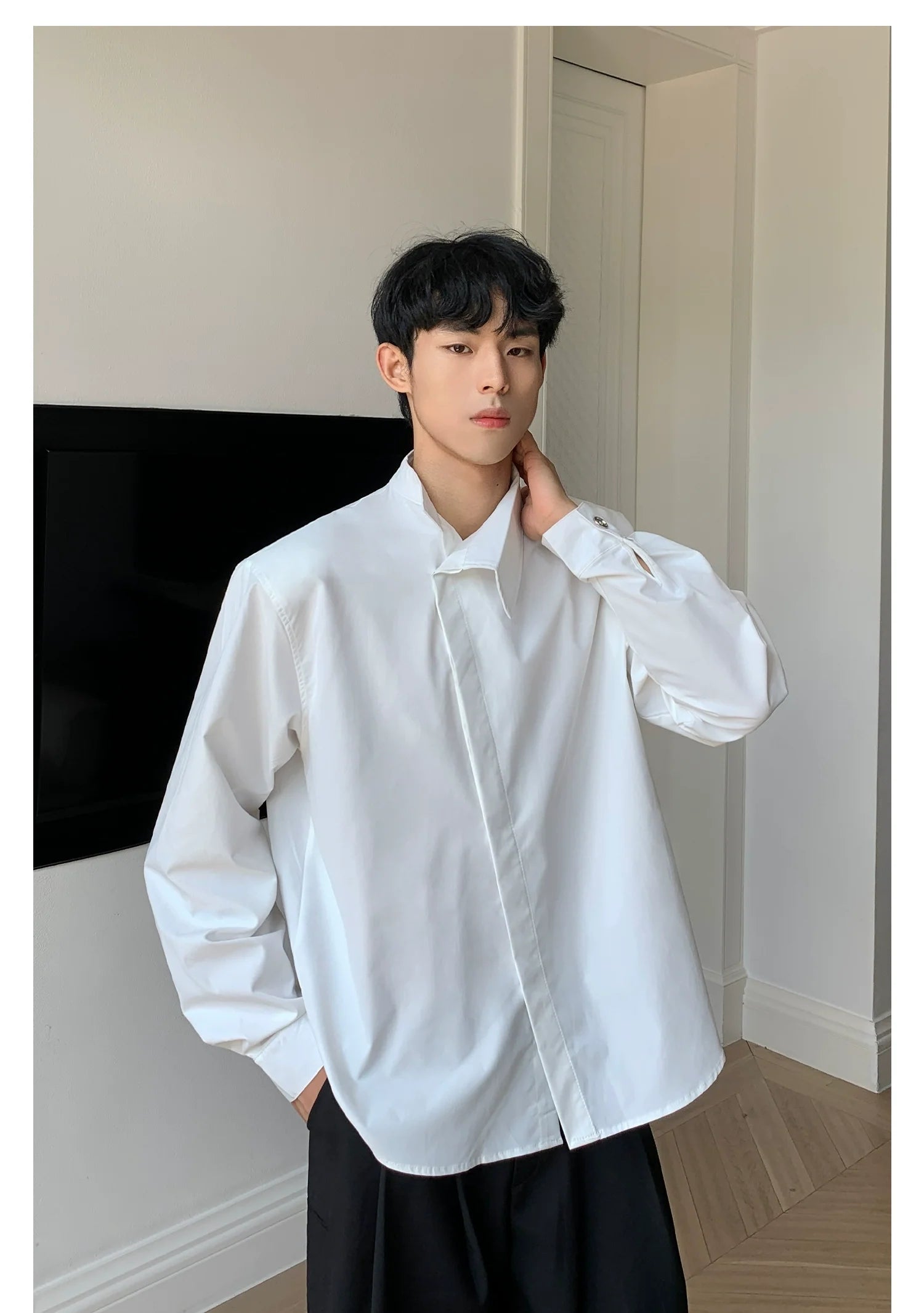 Asymmetric Collar Dress Shirt