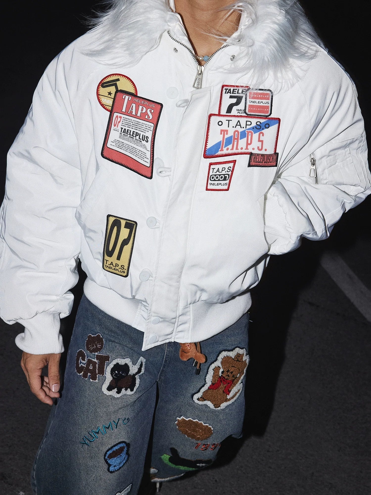 Arctic Badge Faux Fur Bomber Jacket