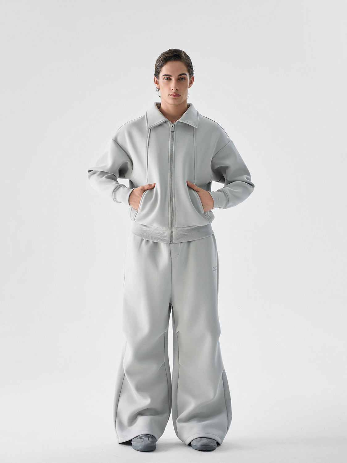 Frost Grey Relaxed Zip Jacket and Pants Setup