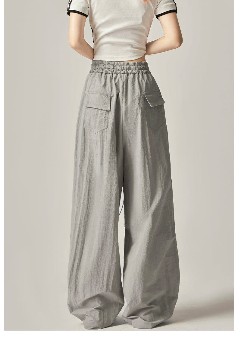 Grey Drawstring Loose Cargo Pants