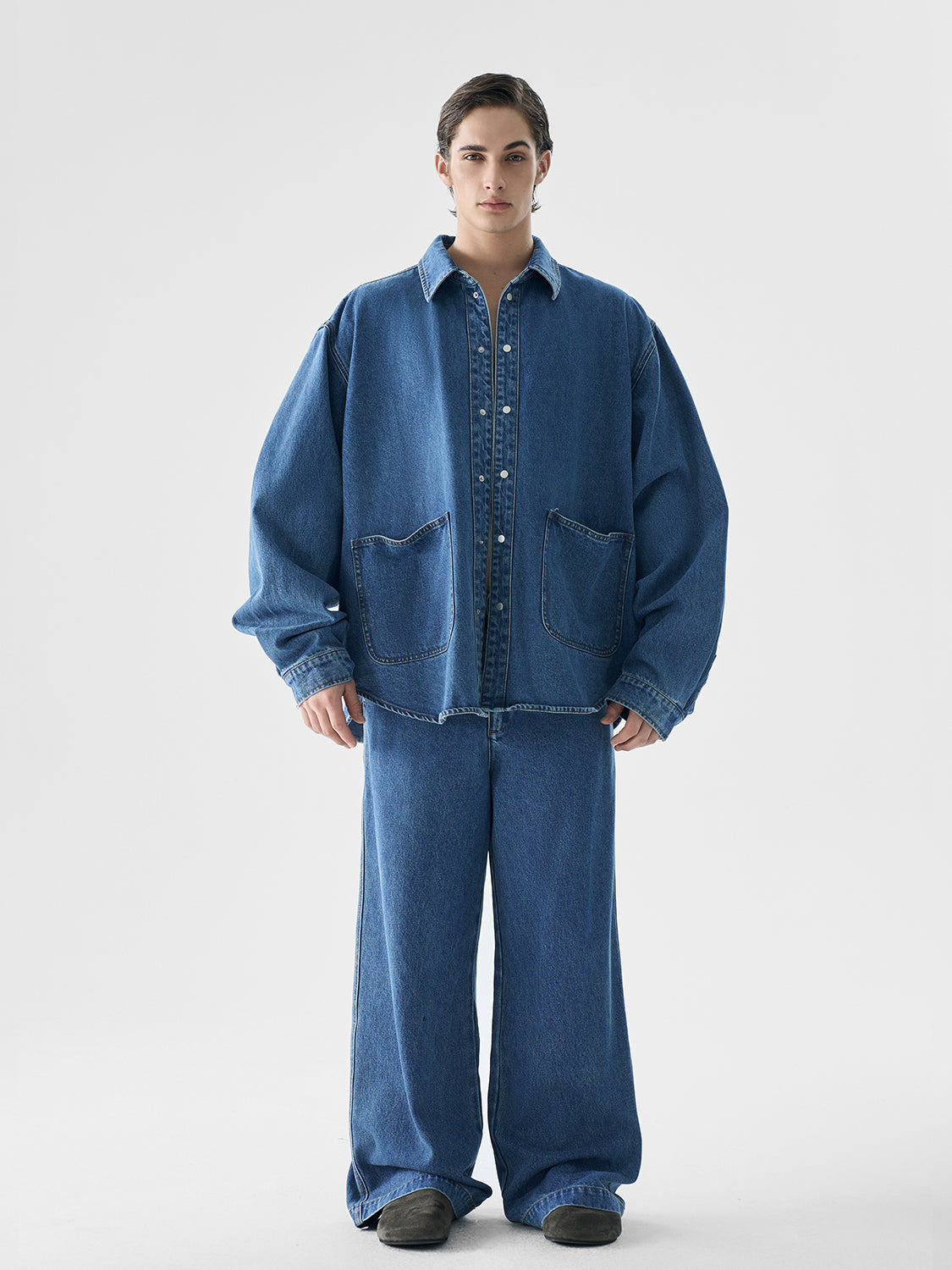 High-Quality Urban Relaxed Fit Denim Jacket and Pants Setup