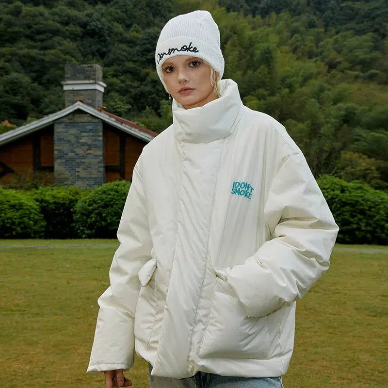 Puffer Jacket with Front Flap Pockets - chiclara