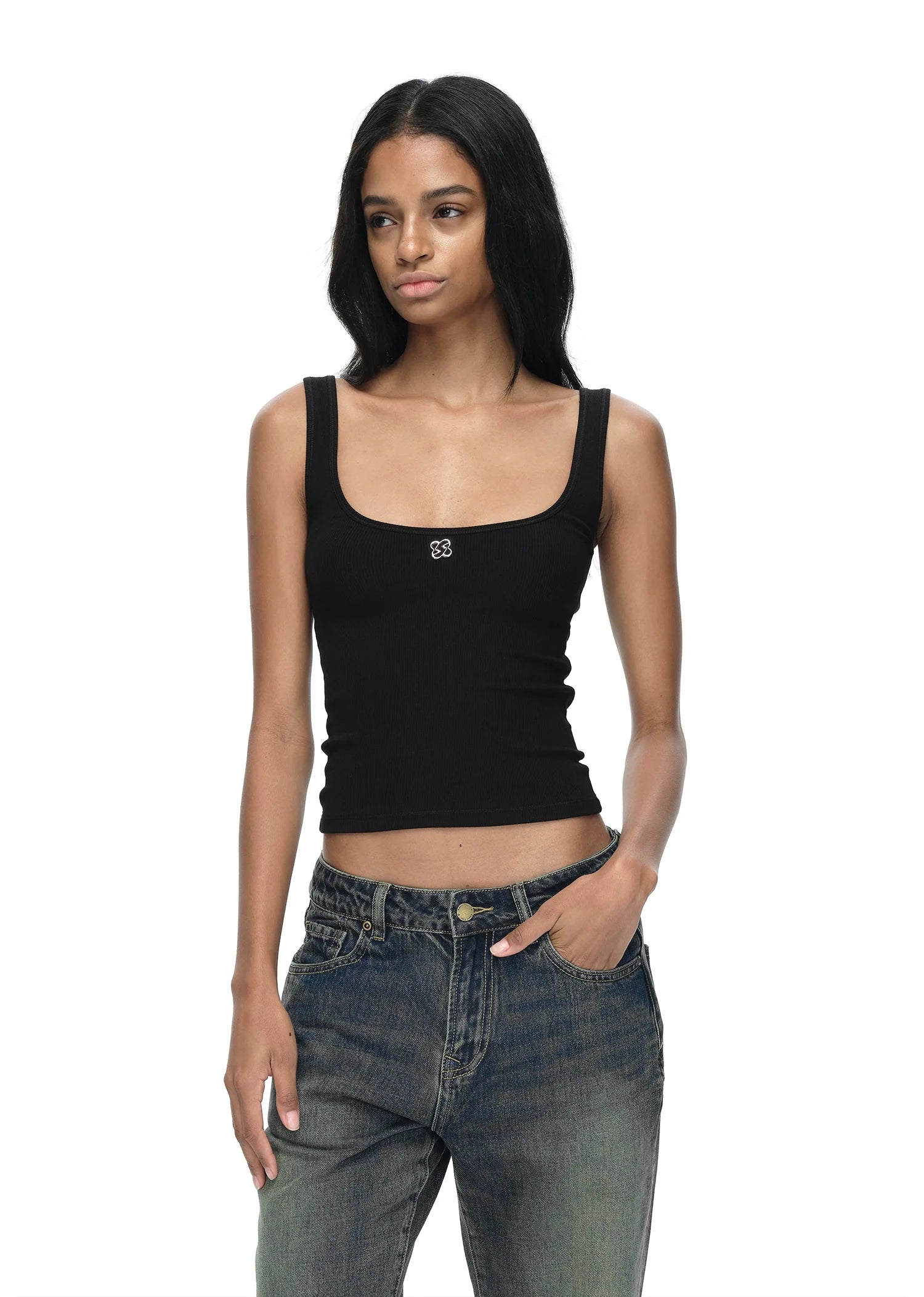 Metallic Plunge Tank Top