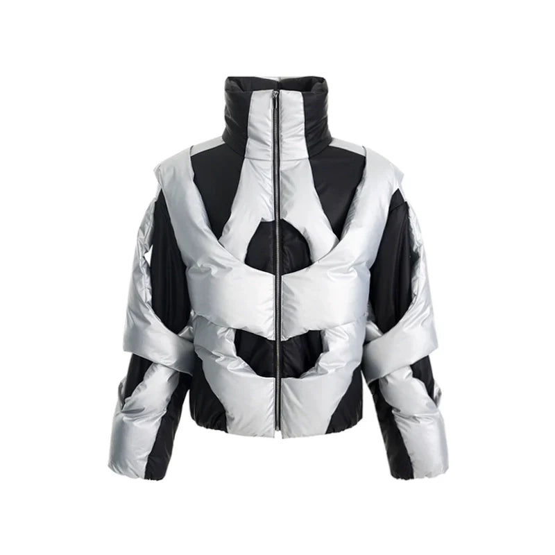 3D Design Metallic Puffer Jacket