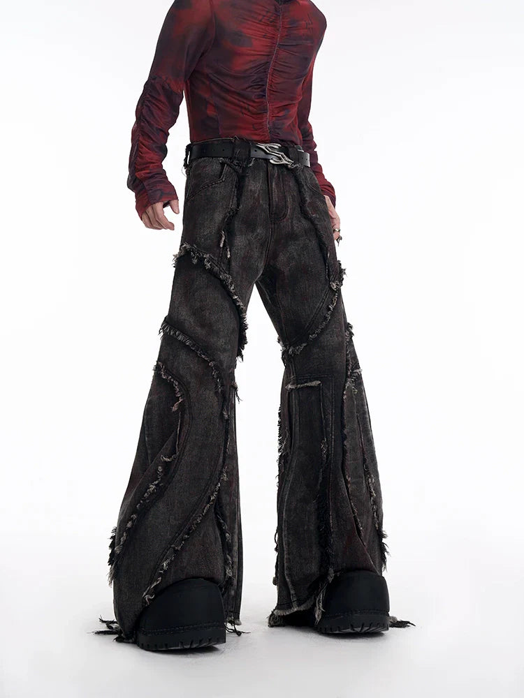 Distressed Frayed Denim and Pants Setup