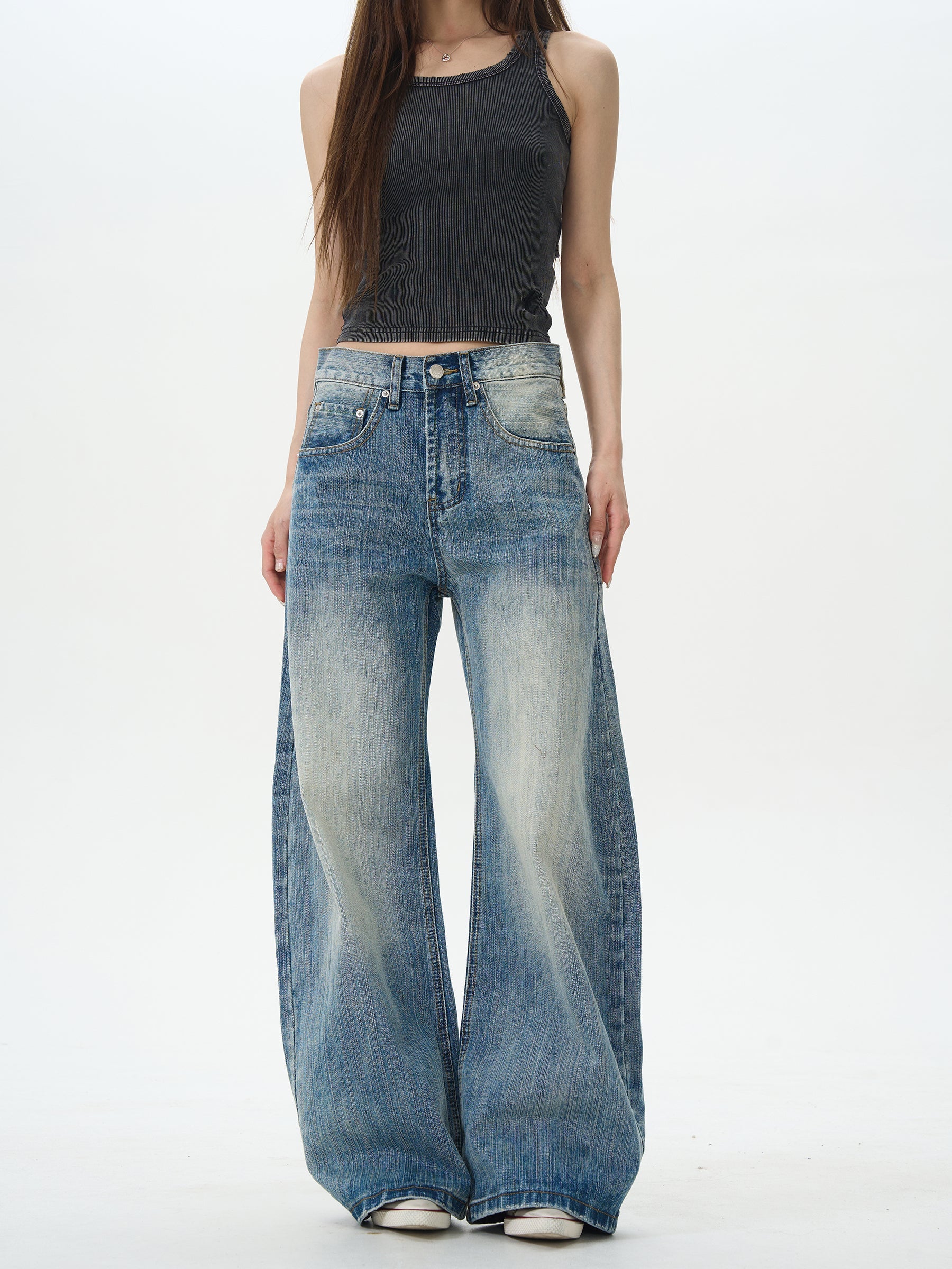 Retro Wide Leg Denim Jeans
