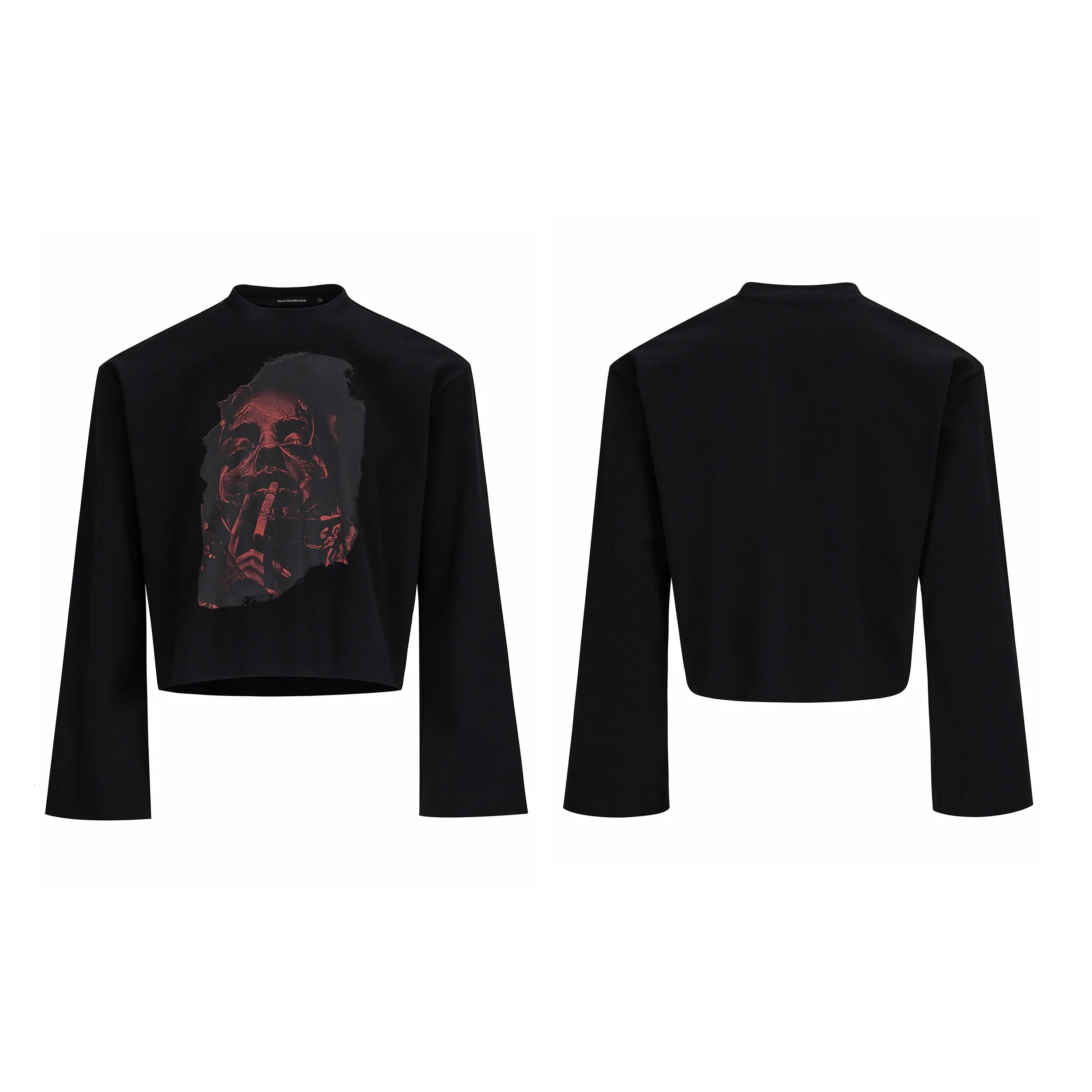 Red Graphic Face Print Sweatshirt