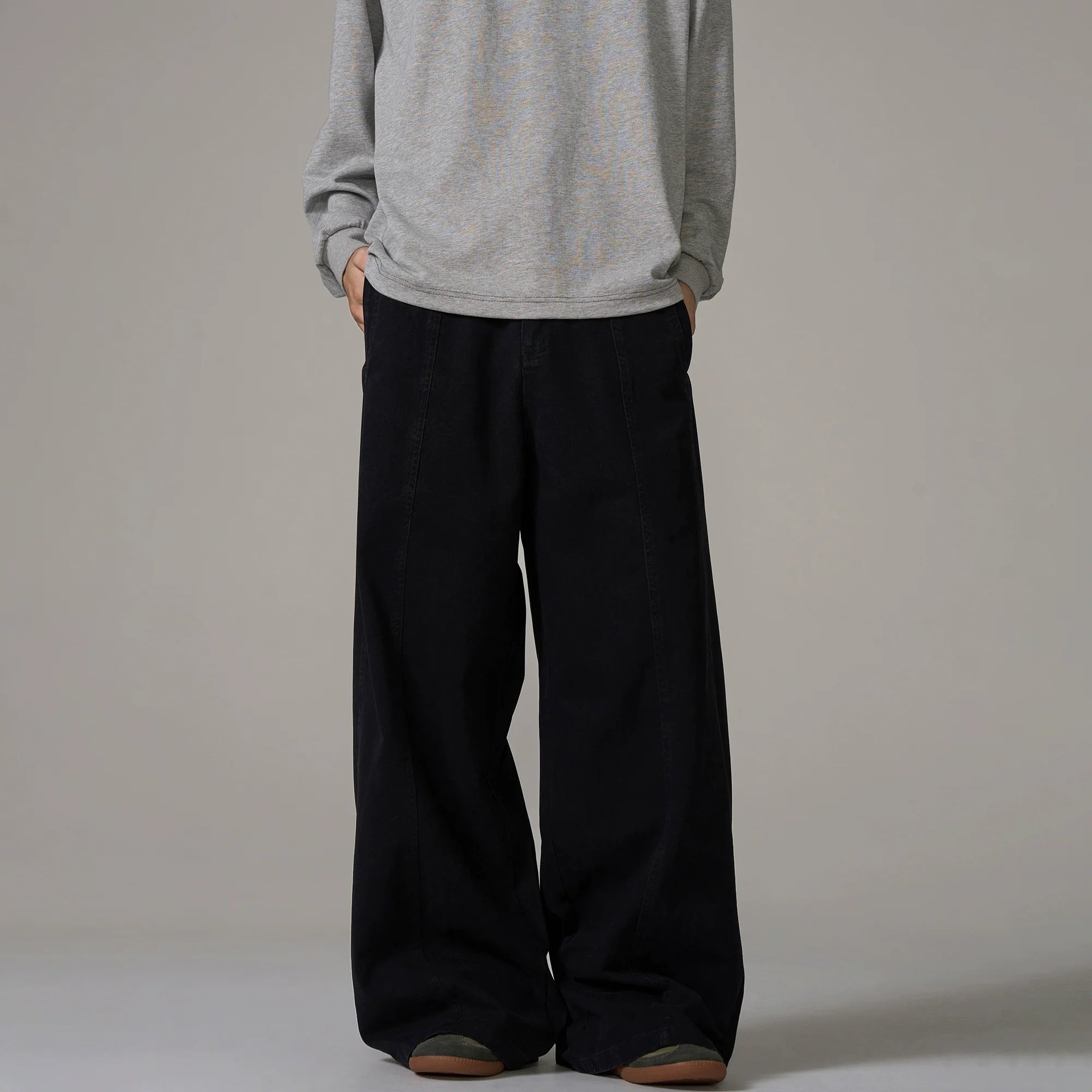 Wide-Leg Brown Wool Trousers