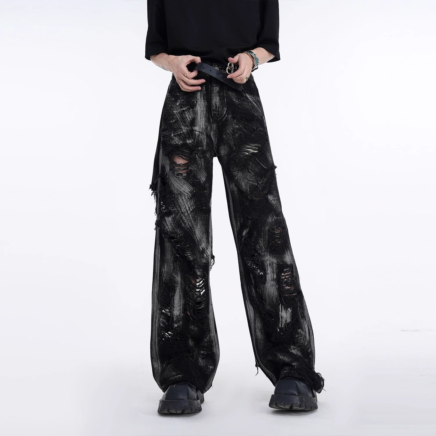 Washed Distressed Denim Jacket and Jeans Setup