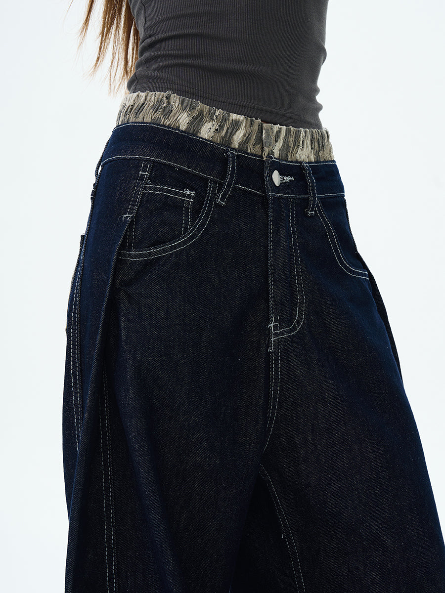 Dark Wash Wide Leg Skater Jeans