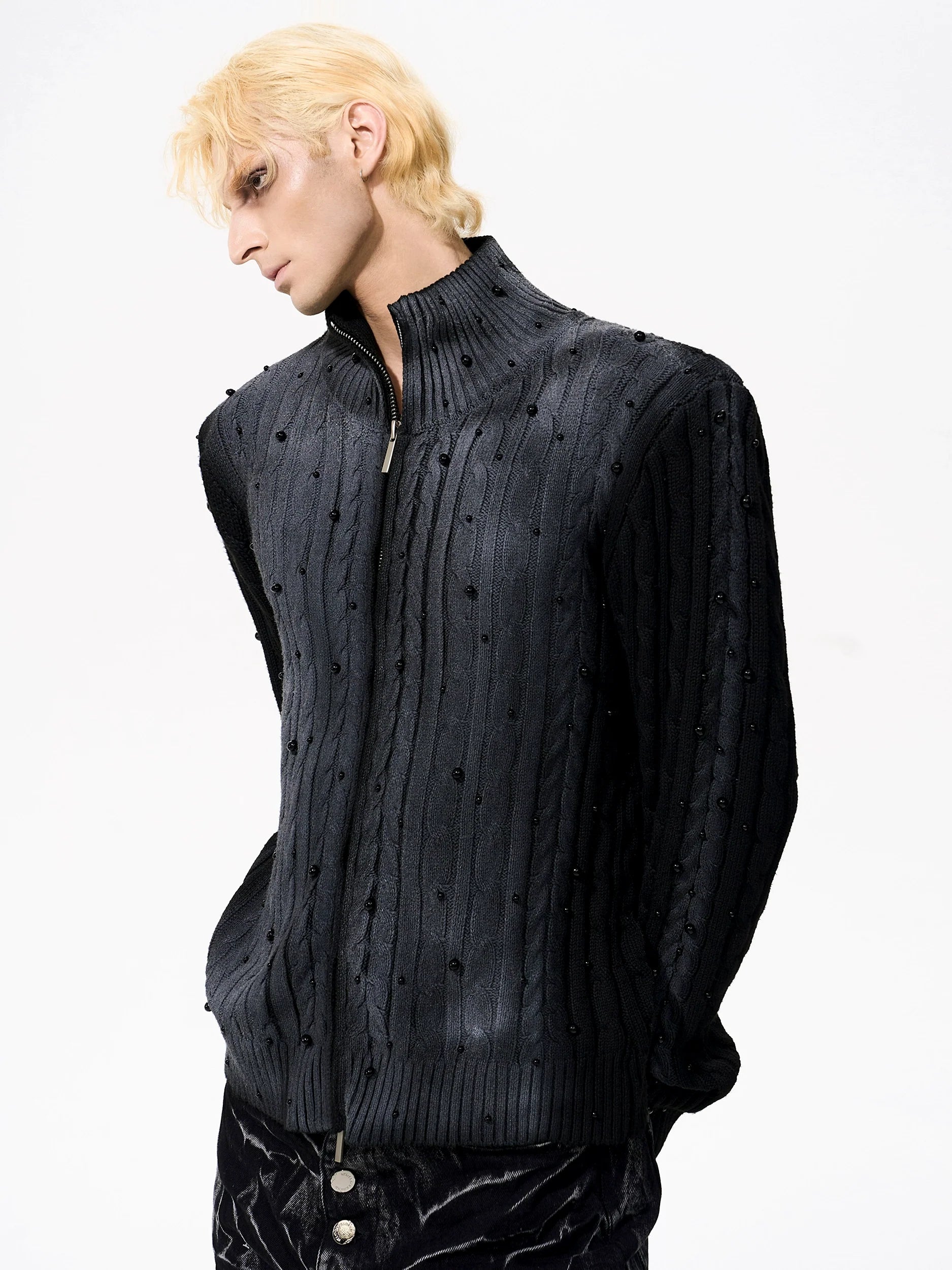 Beaded Two-Tone Sweater