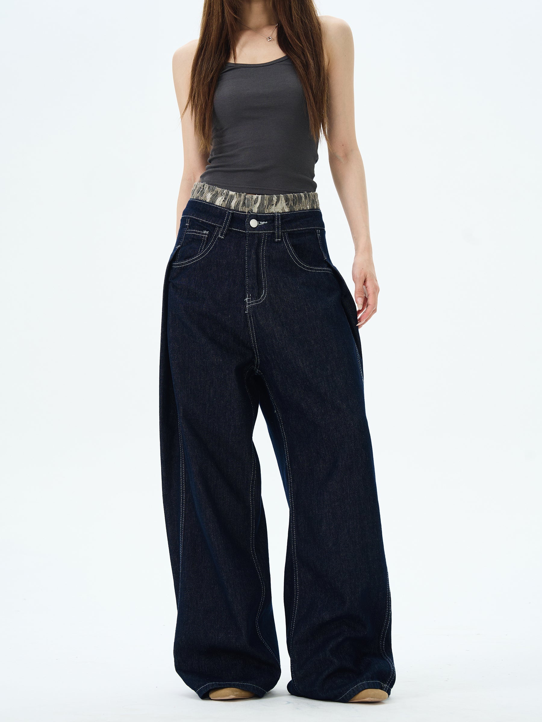Dark Wash Wide Leg Skater Jeans