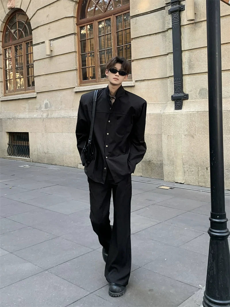 오버사이즈 스탠드 칼라 셔츠