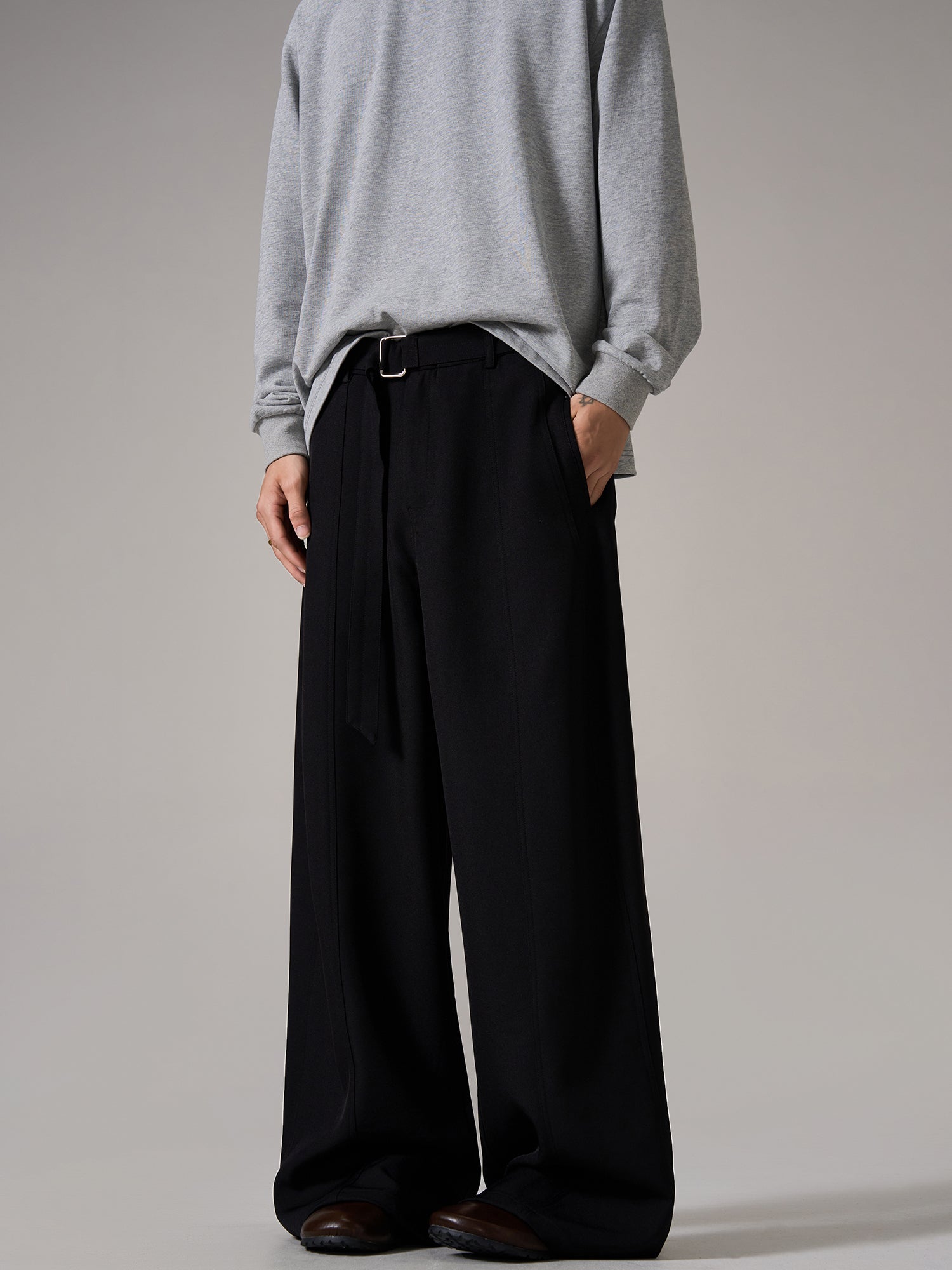 Brown Relaxed Wide Leg Pants