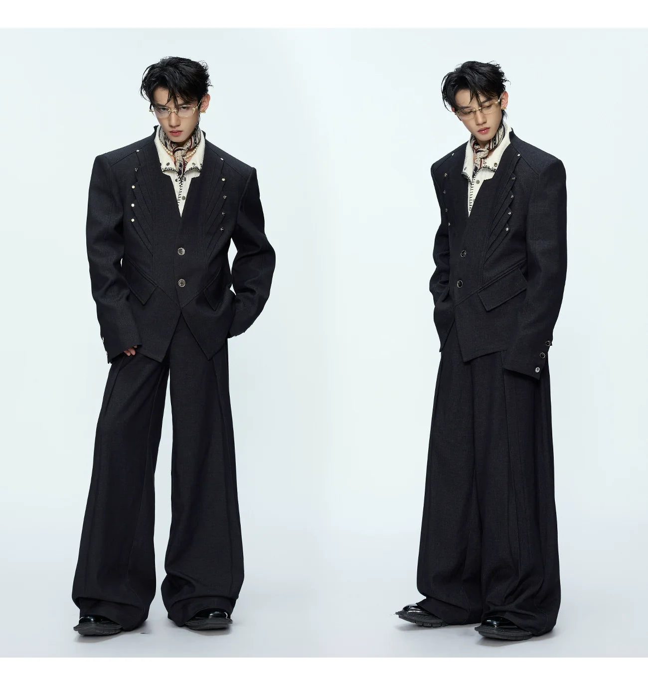 Oversized Black Wide-Leg Suit