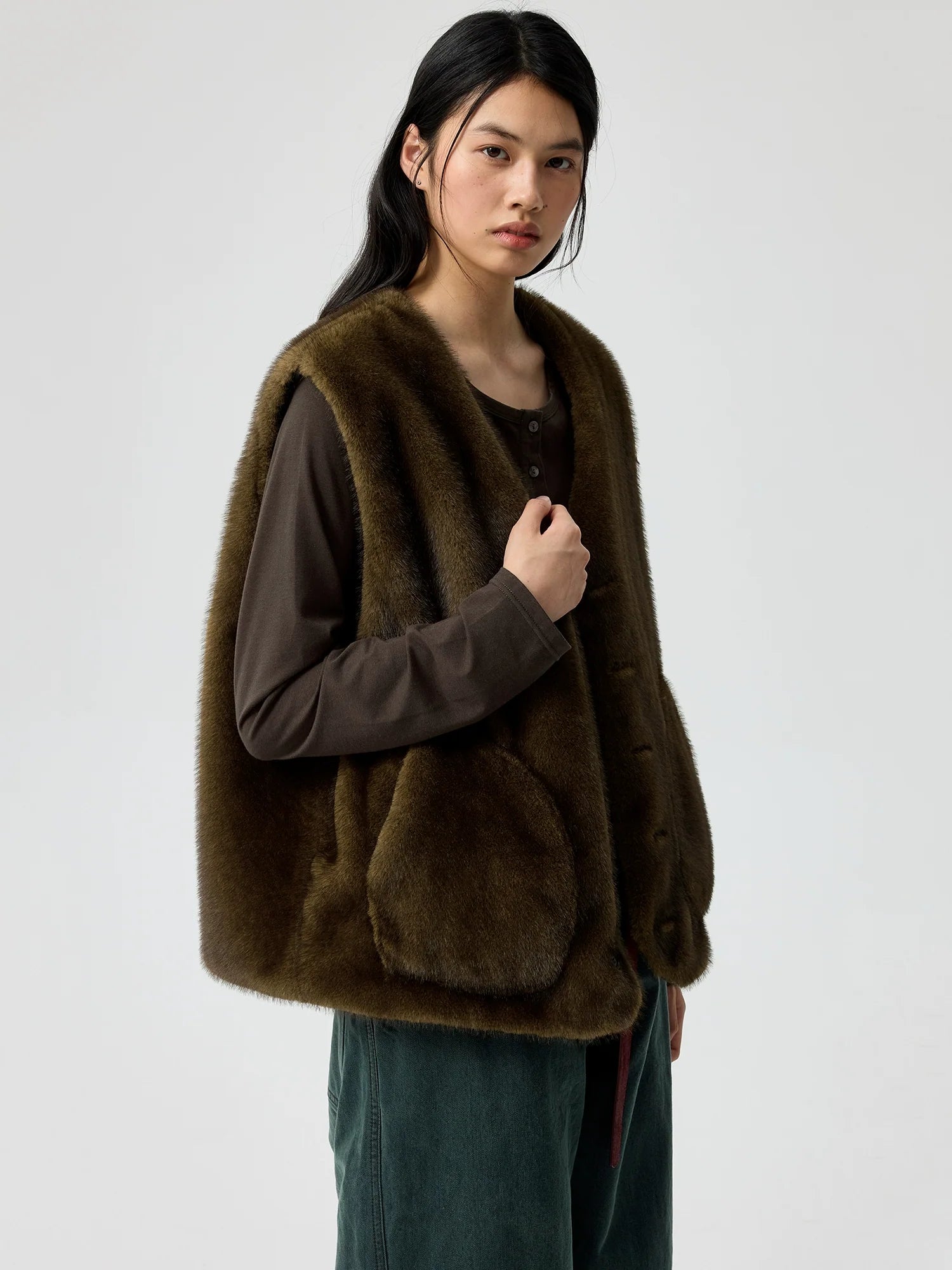 Evergreen Reversible Wool Sherpa Vest