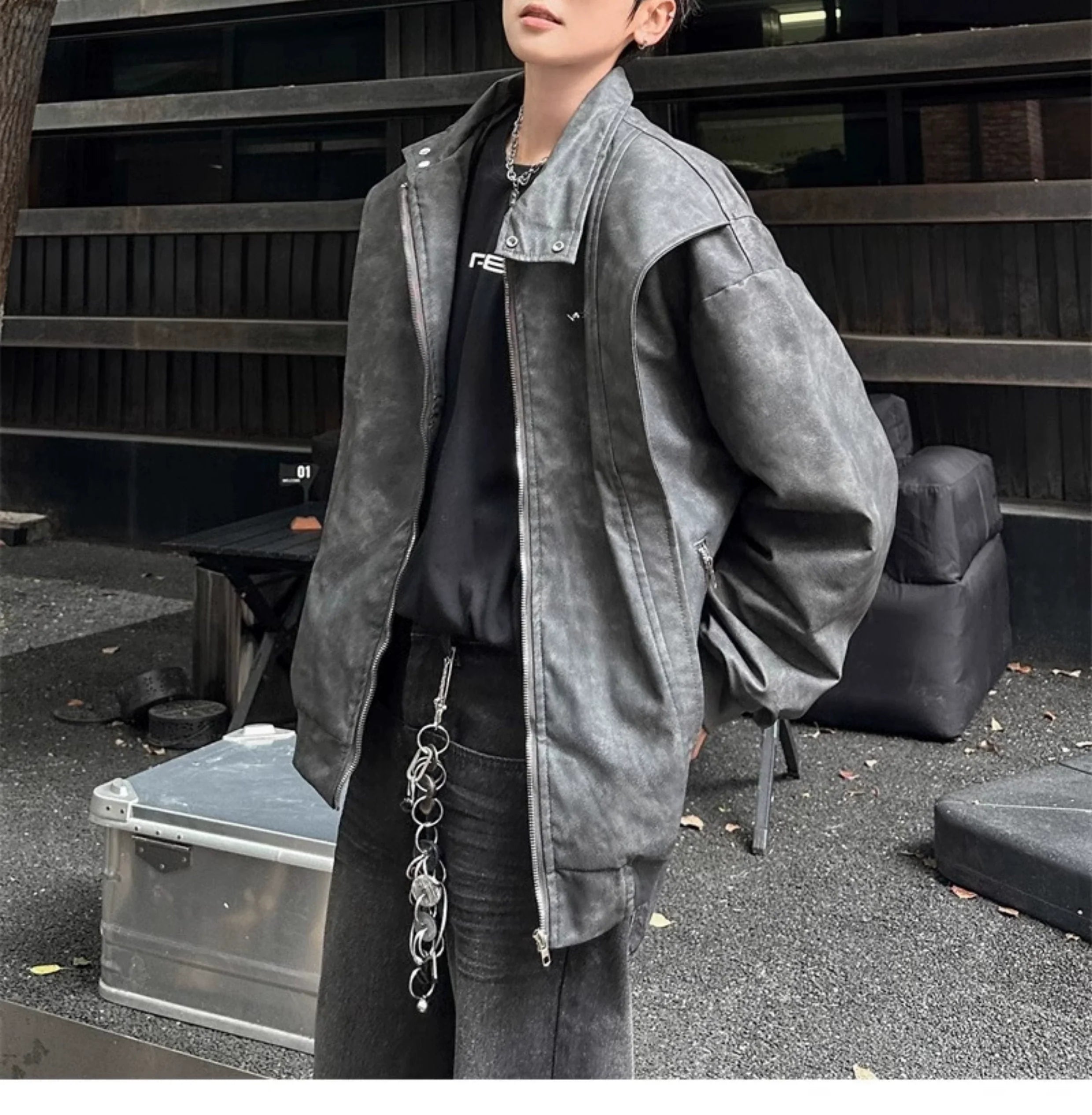 Oversized  Vintage Zip-Up Jacket