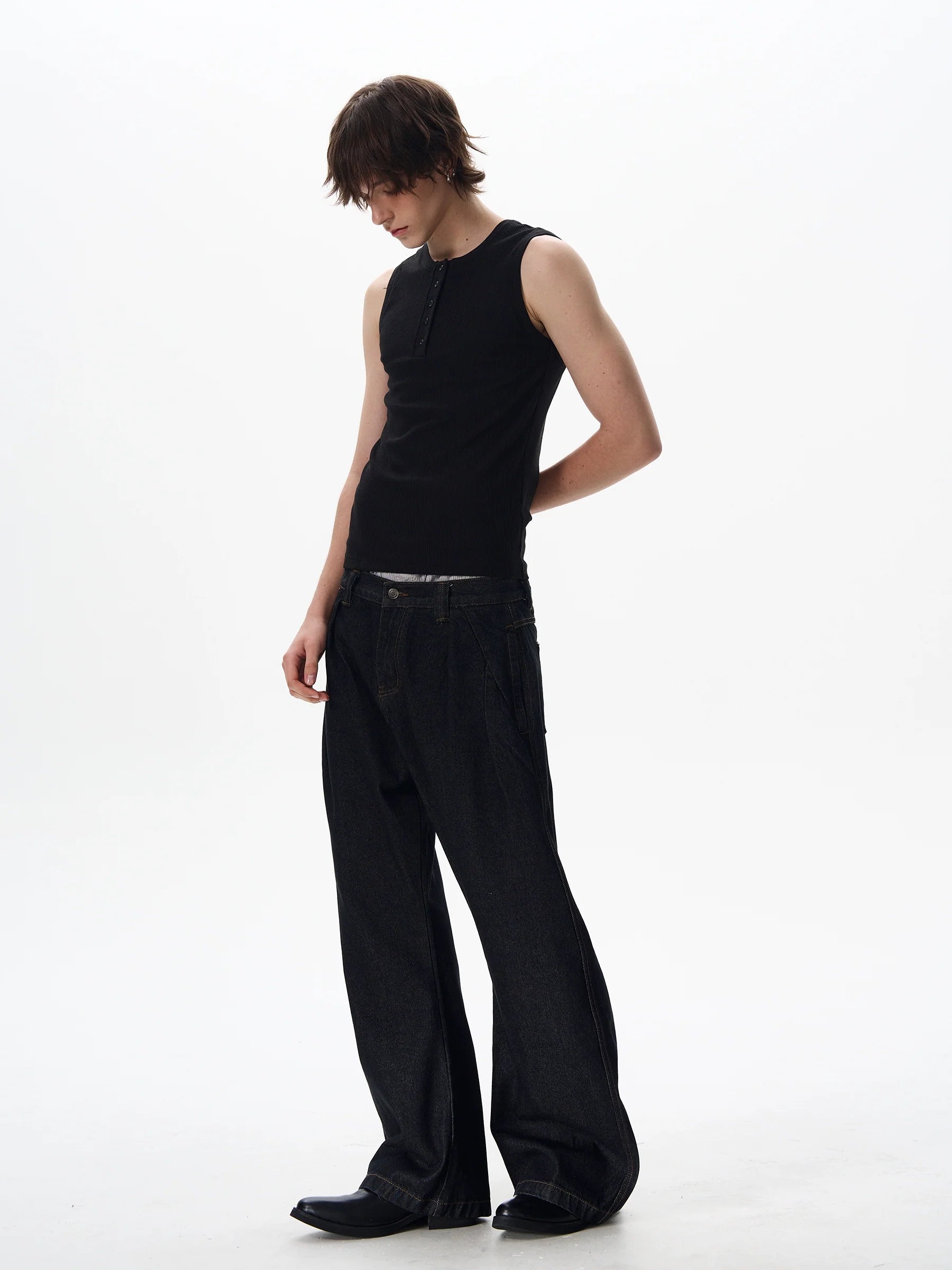 Slim Sleeveless Henley Tank Top