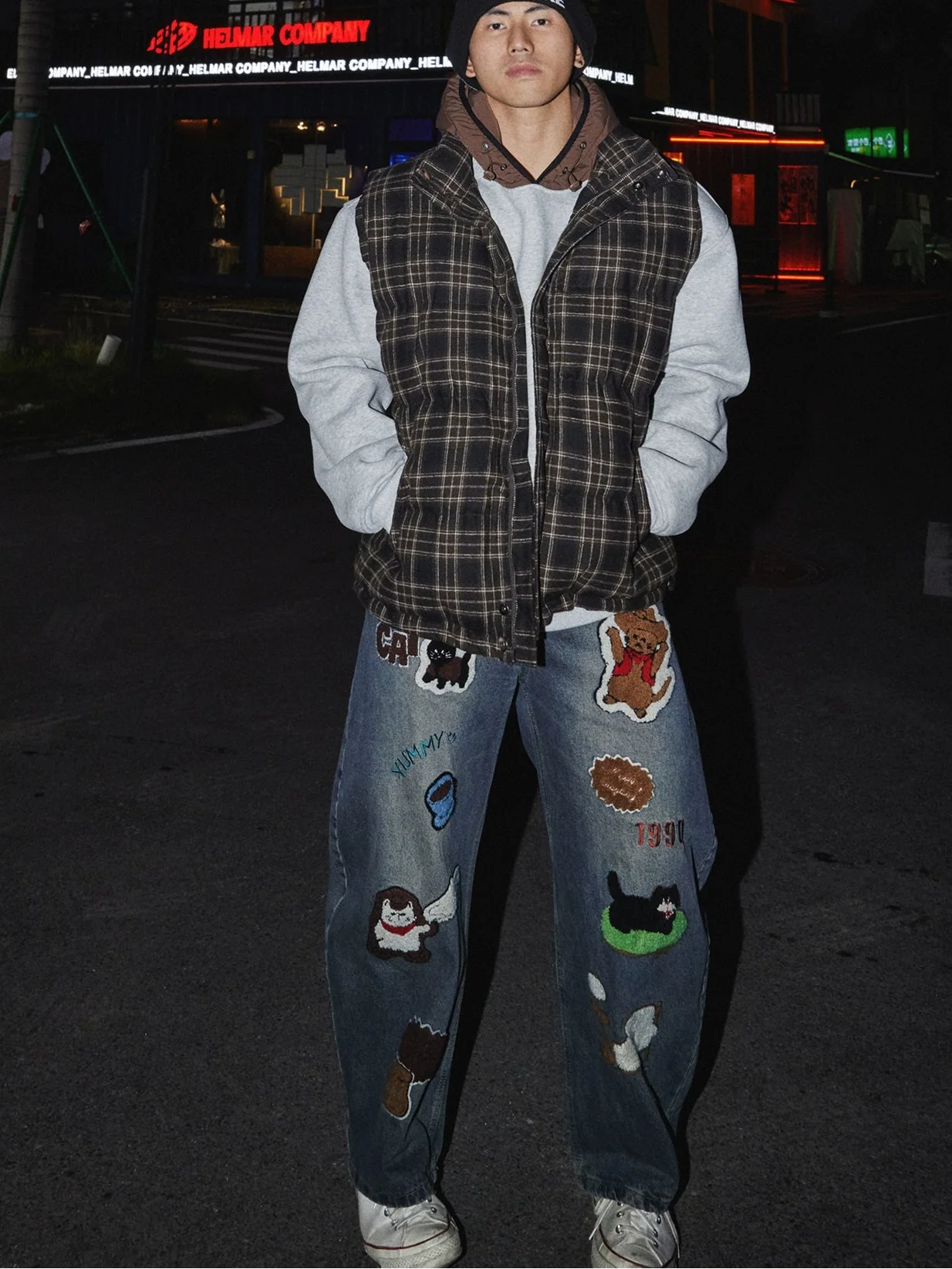 Grid Plaid Puffer Vest