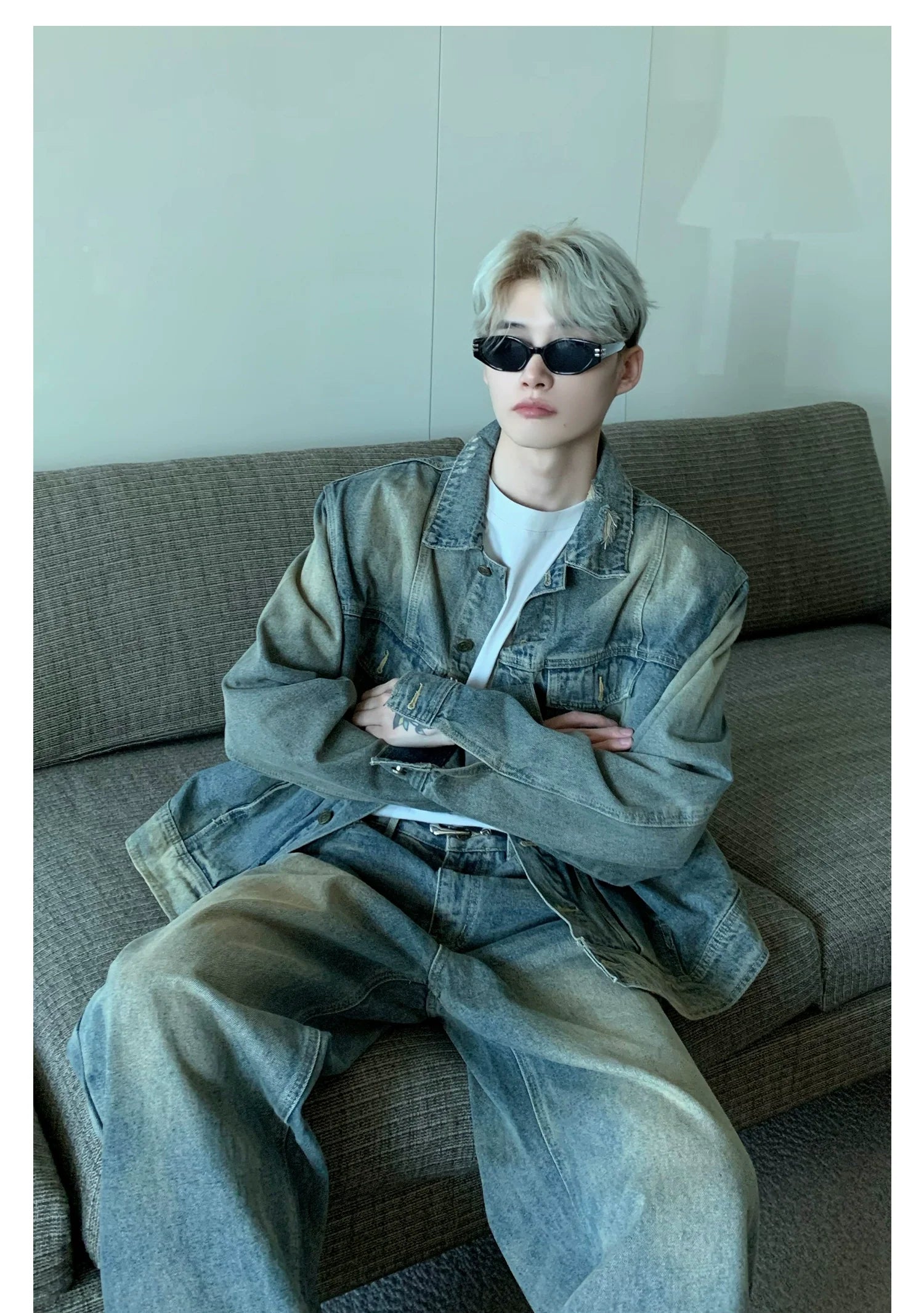 Distressed Vintage Wash Denim Set