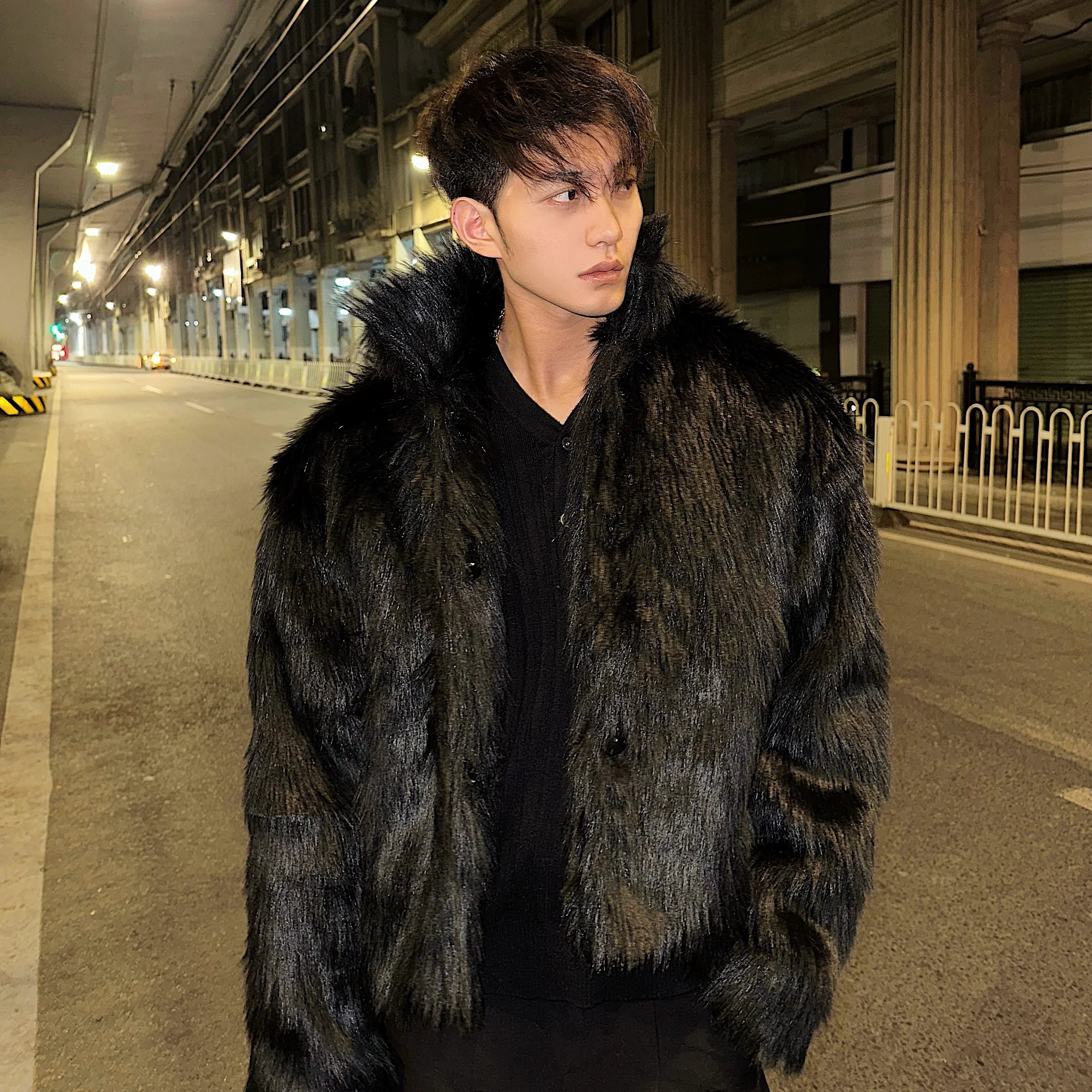 Plush Faux Fur Hooded Coat