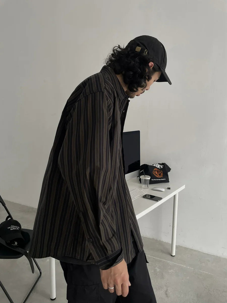 Relaxed Fit Striped Shirt - chiclara
