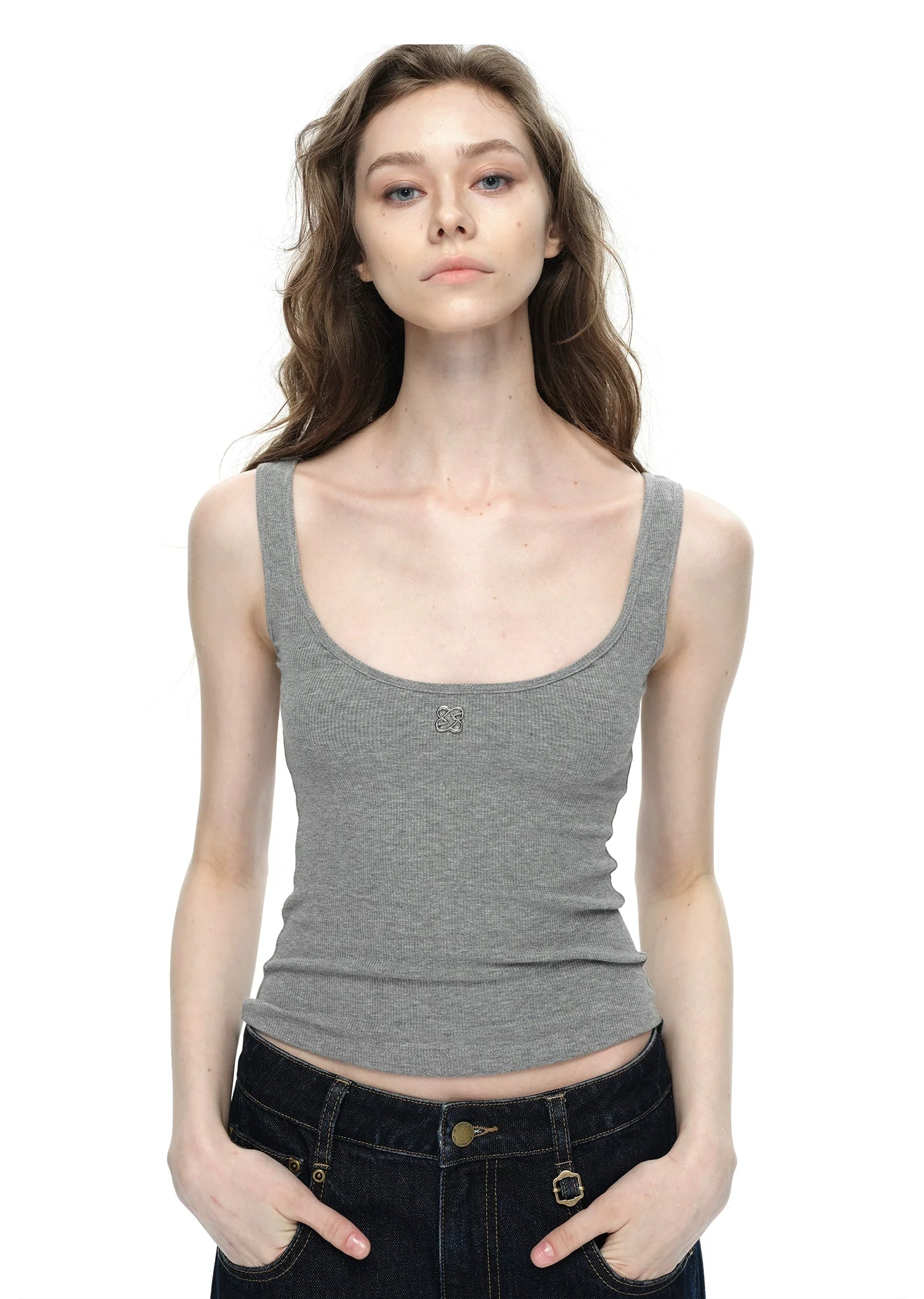 Metallic Plunge Tank Top