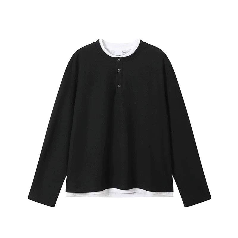 Long Sleeve Slim Layered Henley Shirt