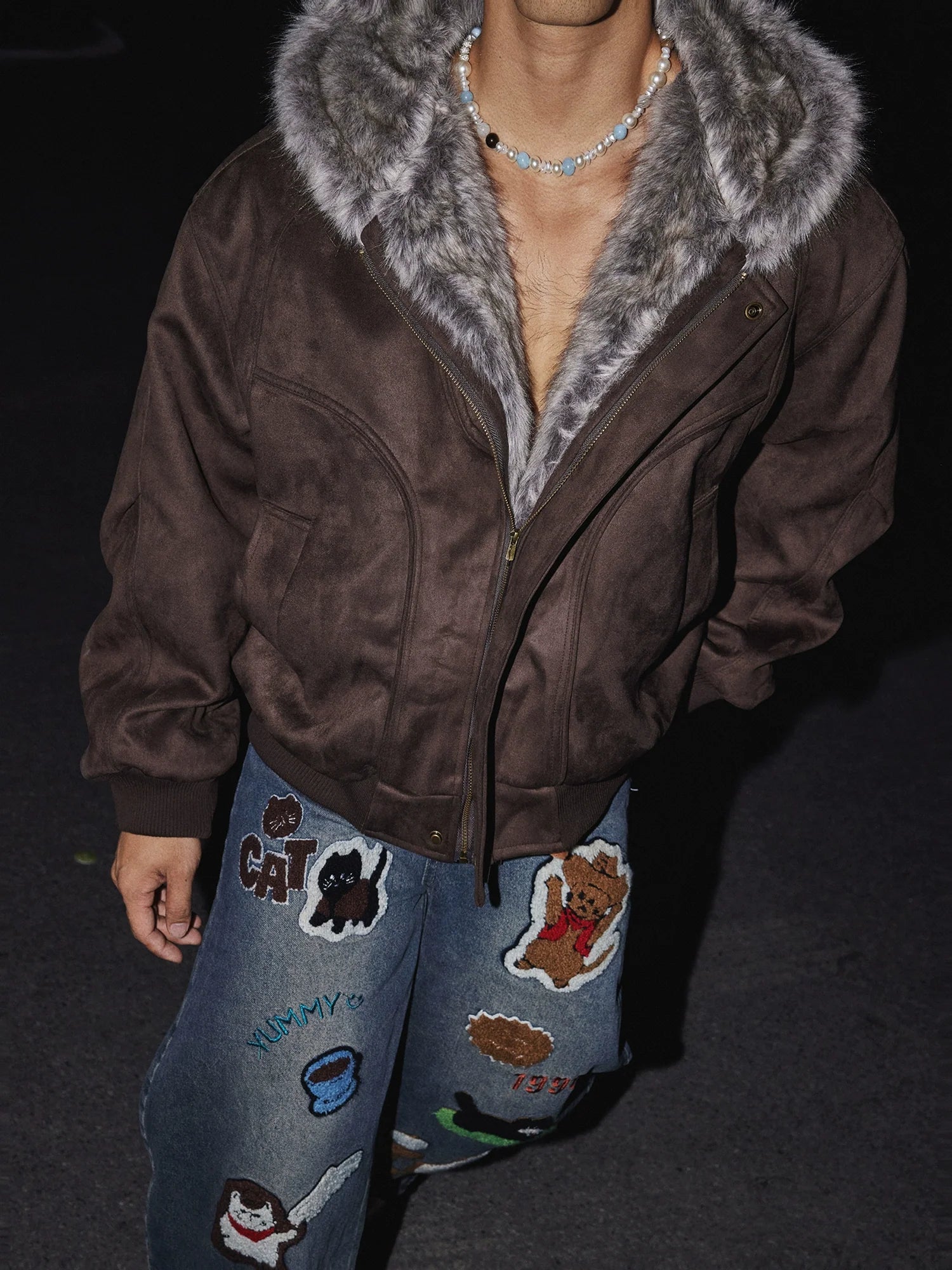 Mocha Frost Faux Fur Collar Jacket