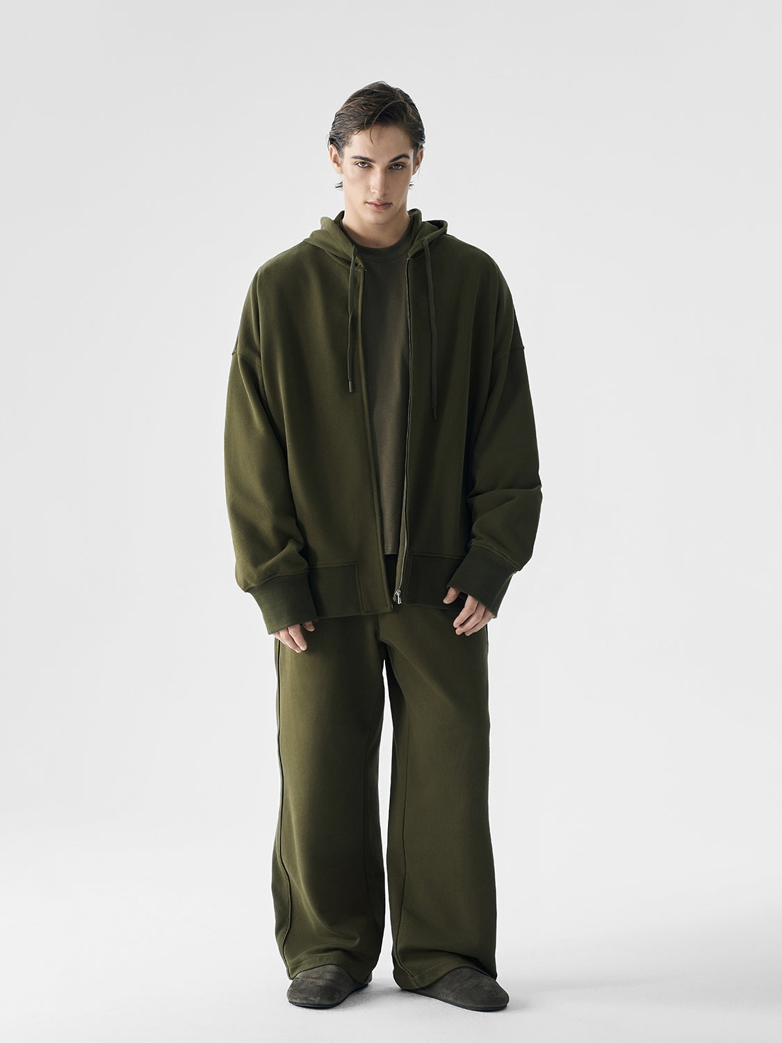 Shadow Luxe Oversized Zip Hoodie and Pants Setup