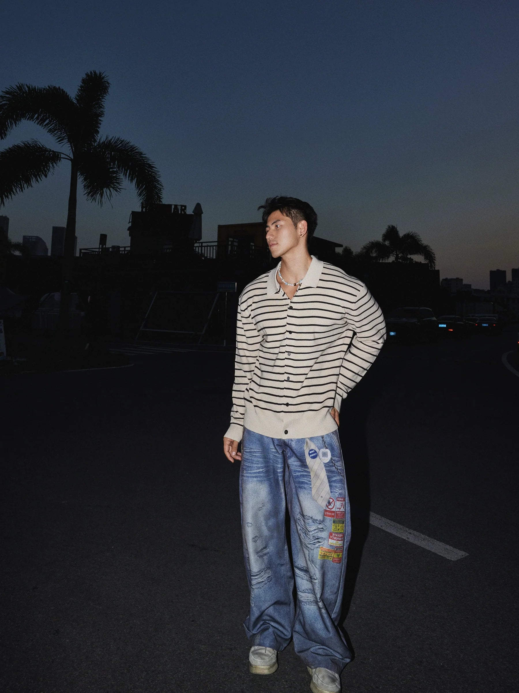 Moonlit Drift Striped Cardigan