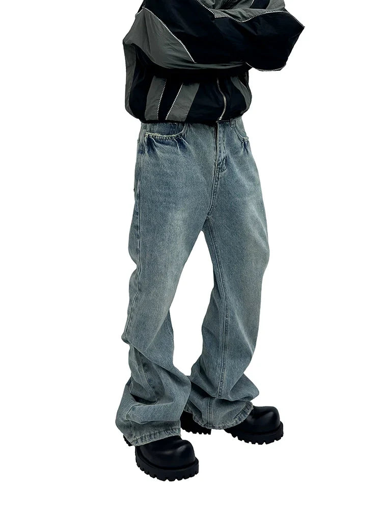 Stone Wash Stacked Baggy Jeans