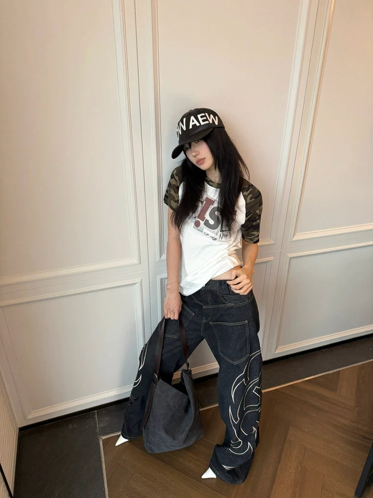 Tribal Nova Wide Leg Tattoo Jeans