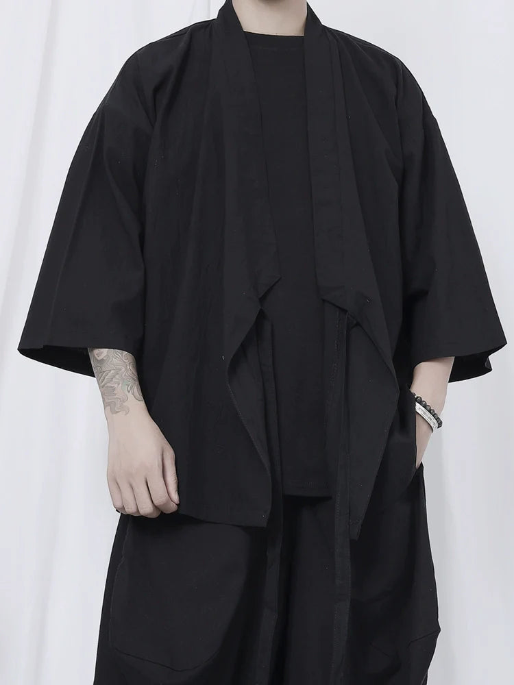 Black Wrap Kimono Shirt