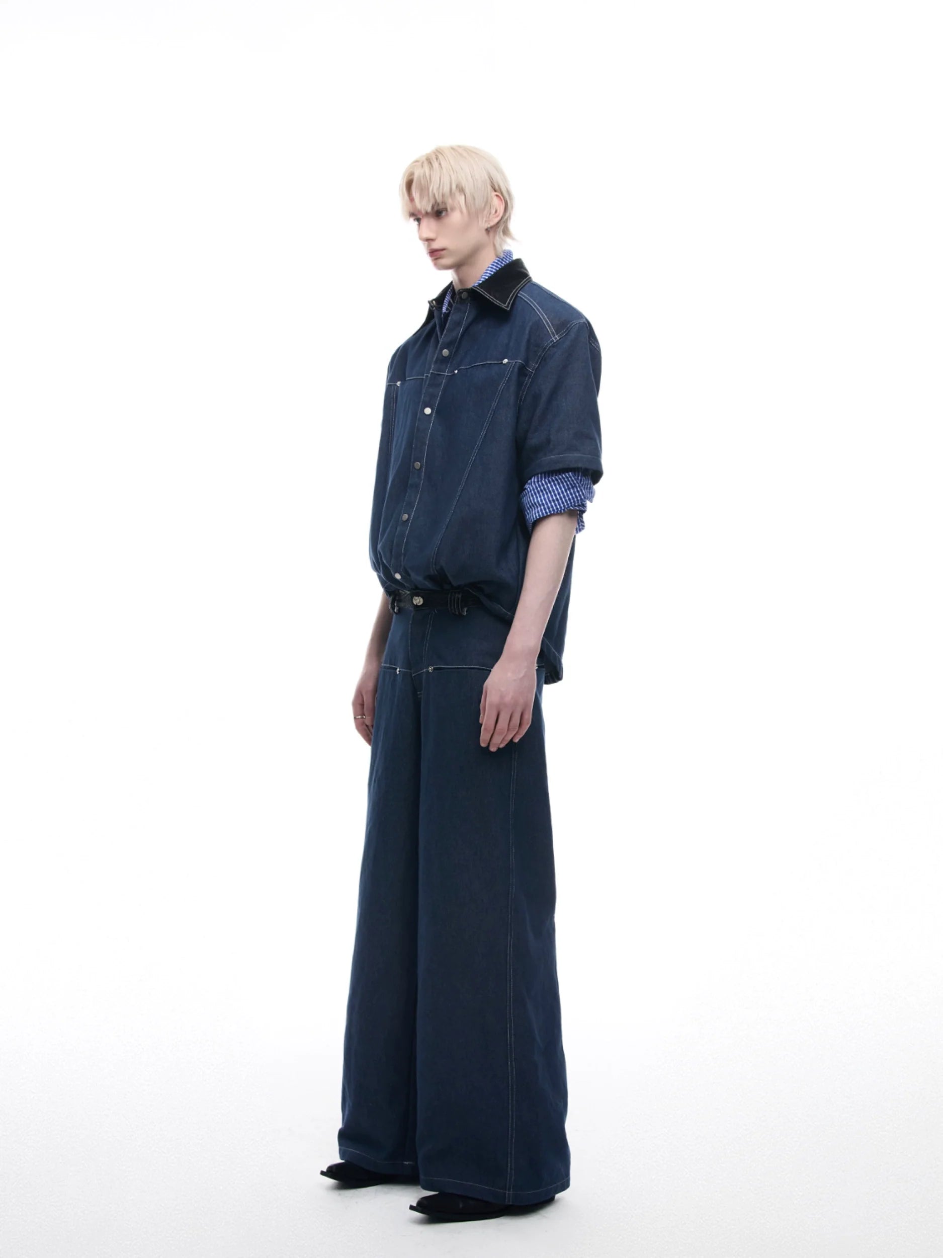 Wide Leg Denim Jumpsuit Boilersuit