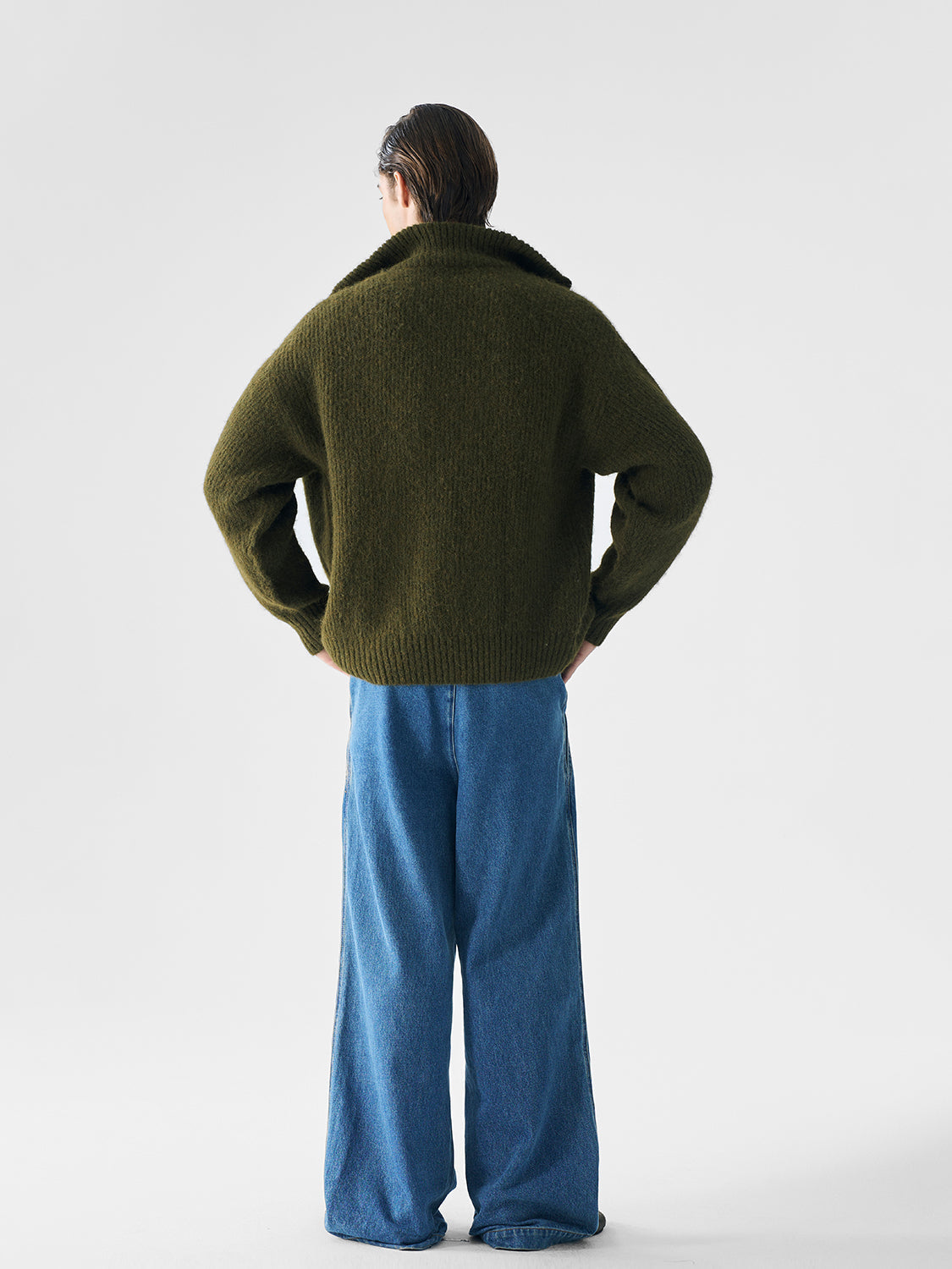 Turn-Down Cozy Zip Knit Sweater