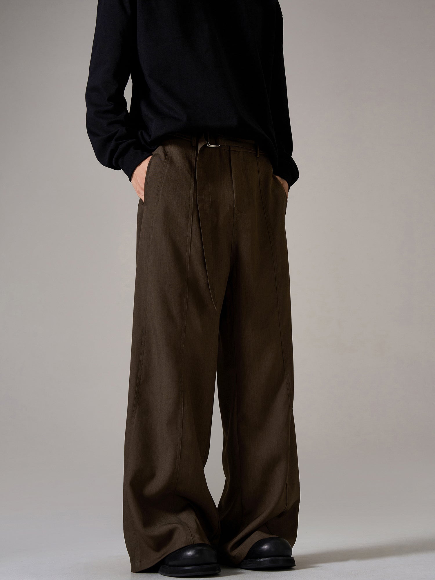 Brown Relaxed Wide Leg Pants