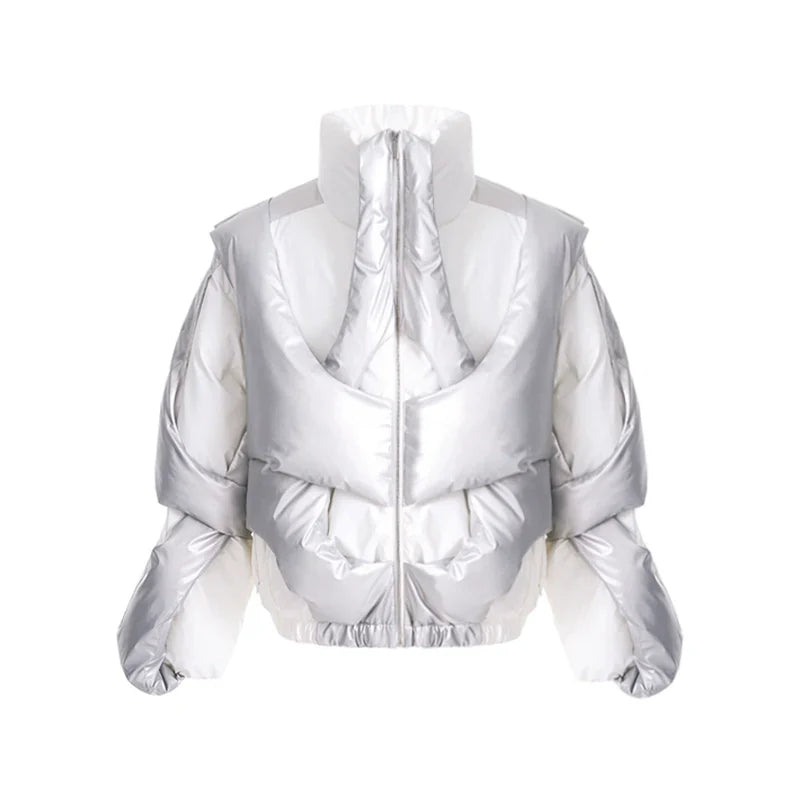 3D Design Metallic Puffer Jacket