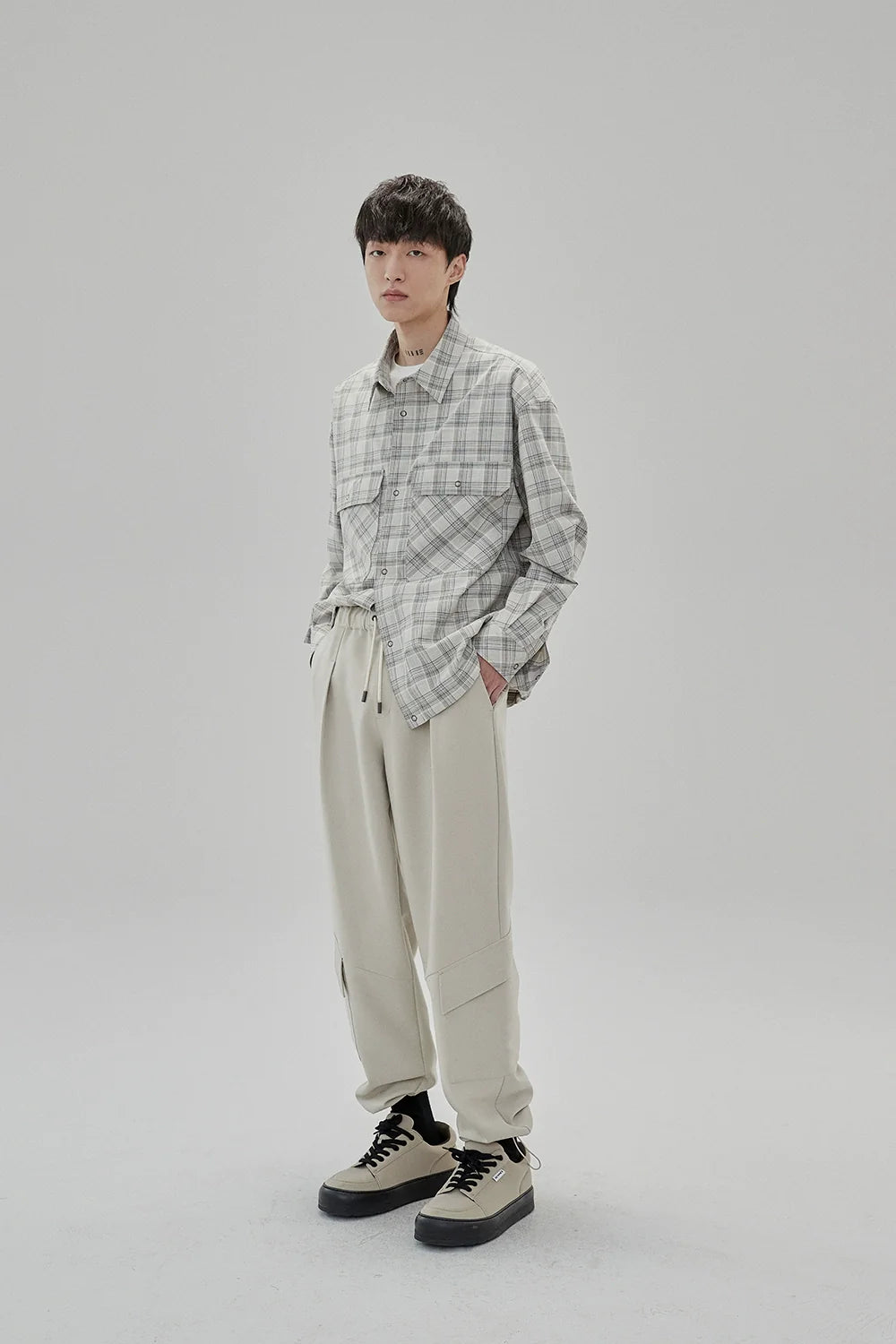 Draping Drawstring Cargo Casual Pants