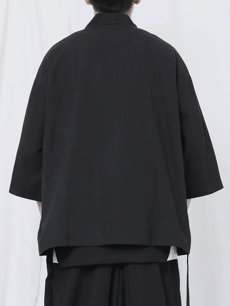 Black Wrap Kimono Shirt