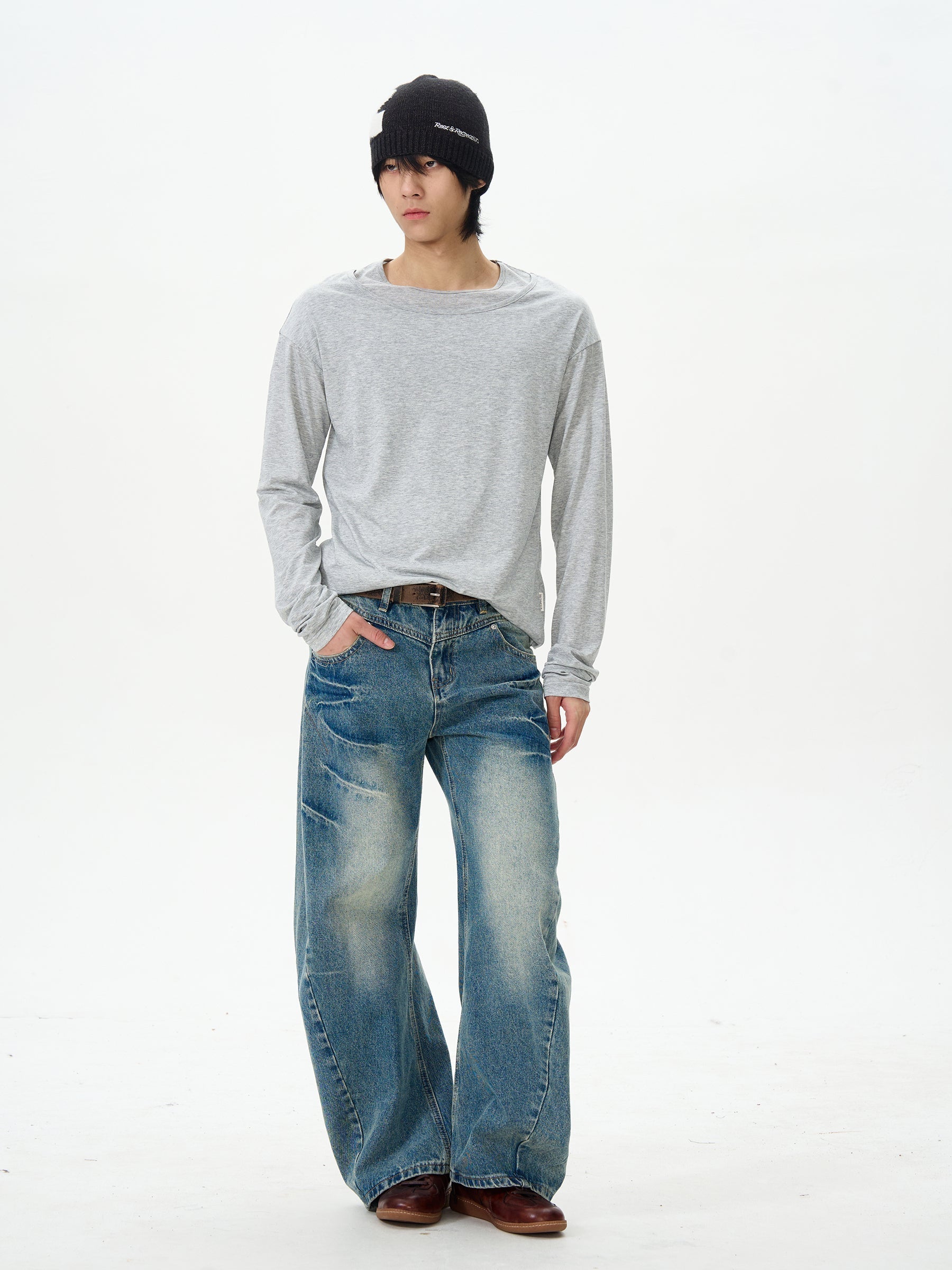Medium Wash Wide Leg Skater Jeans