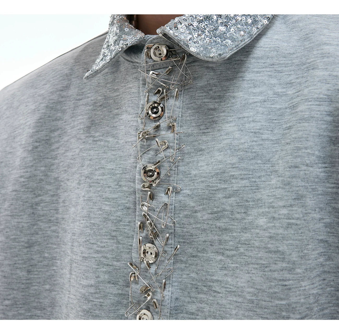 Grey Cotton Polo Shirt Short Sleeve