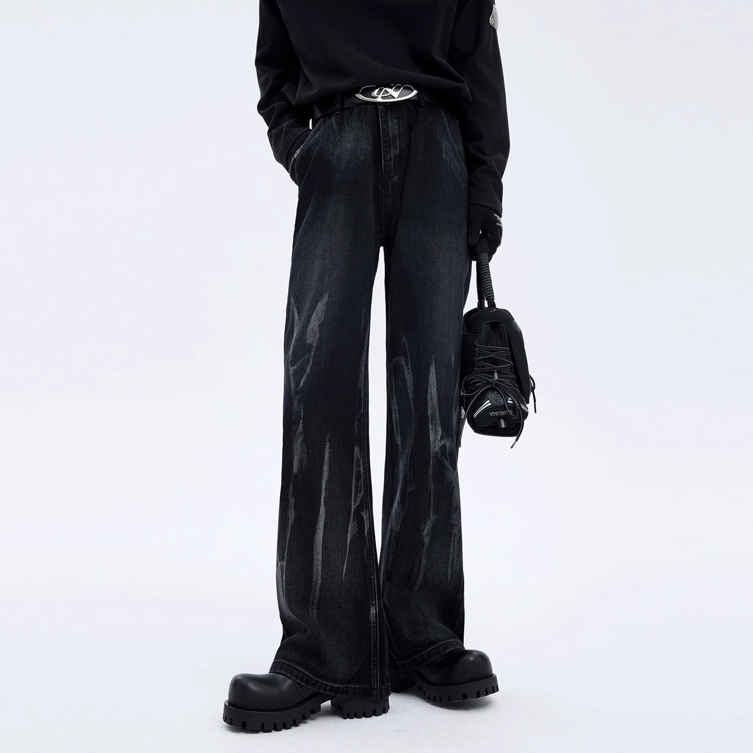 Lightning Wash Wide Leg Jeans